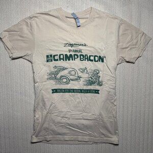 Vintage Style Camp Bacon T-Shirt Zingerman's 9th Annual Beige Green‎ Size S